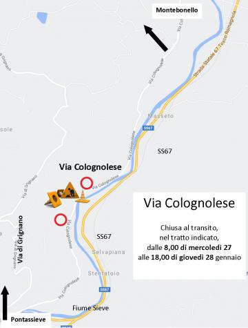 Via Colognolese. Il 27 e 28 gennaio 2021 la strada sarà chiusa al traffico Via Colognolese. Il 27 e 28 gennaio 2021 la strada sarà chiusa al traffico