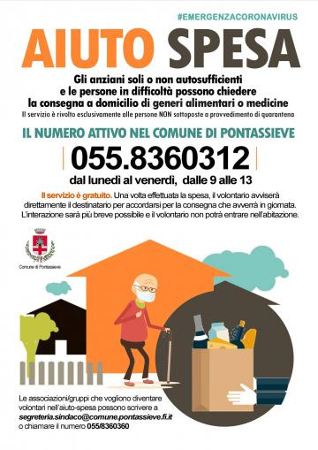 Pontassieve, 20 novembre 2020. Spesa a domicilio per anziani e persone fragili. Attivato il numero 055/8360312
