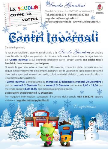 Scuola Giuntini, arrivano i Centri Invernali 2017 Scuola Giuntini, arrivano i Centri Invernali 2017