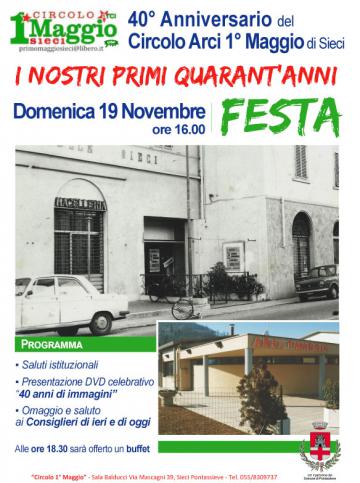 Il Circolo Primo Maggio festeggia i suoi “primi 40 anni”. 2017 Il Circolo Primo Maggio festeggia i suoi “primi 40 anni”. 2017