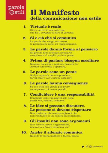 Il manifesto della comunicazione non ostile Il manifesto della comunicazione non ostile