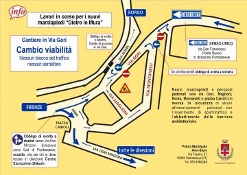 Lavori a Pontassieve “Dietro le mura”. Dall’8 giugno 2018 cambia la viabilità con il ritorno a senso unico, senza blocchi né semafori, in Via Luigi Gori Lavori a Pontassieve “Dietro le mura”. Dall’8 giugno 2018 cambia la viabilità con il ritorno a senso unico, senza blocchi né semafori, in Via Luigi Gori