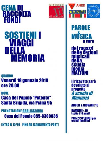 Pontassieve. A scuola di Memoria. venerdì 18 gennaio 2019, ARCI Santa Brigida Pontassieve. A scuola di Memoria. venerdì 18 gennaio 2019, ARCI Santa Brigida