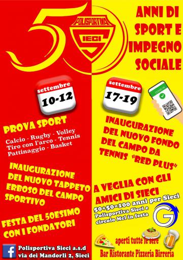 50 anni di Polisportiva Sieci, settembre 2021 50 anni di Polisportiva Sieci, settembre 2021