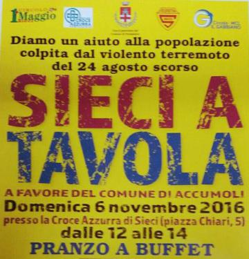 Sieci a tavola. Domenica 6 novembre 2016 Sieci a tavola. Domenica 6 novembre 2016