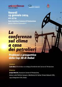 La conferenza sul clima a casa dei petrolieri. Pontassieve 19 gennaio 2024