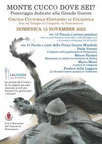 Monte Cucco dove sei? Un pomeriggio dedicato alla Grande Guerra. Pontassieve, 13 novembre 2022