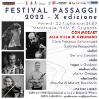 Festival musicale “Passaggi”. Ultimo appuntamento venerdì 22 luglio  ore 21 c/o Villa di Grignano