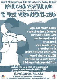 Molino dei riciclo. Apericena vegetariano e incontro con Rossano Ercolini. Venerdì 23 novembre 2018