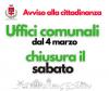 Uffici comunali: Variazione orari di apertura