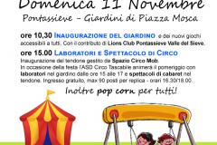 11 novembre 2018. Pontassieve, inaugurato il rinnovato giardino che da oggi ospita nuovi giochi inclusivi per tutti i bambini e il tendone da circo per attività sportive e circensi