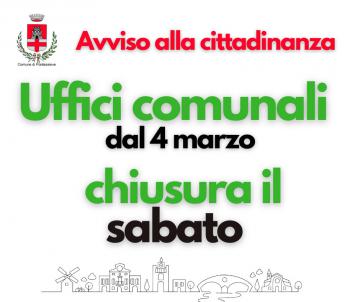 Uffici comunali: Variazione orari di apertura