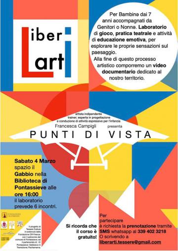 Da sabato 4 marzo 2023, partono i laboratori “Punti di vista” a Il Gabbio, via Tanzini 23 a Pontassieve Da sabato 4 marzo 2023, partono i laboratori “Punti di vista” a Il Gabbio, via Tanzini 23 a Pontassieve