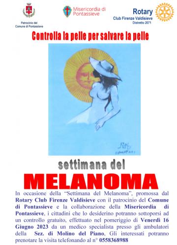 Settimana del melanoma. Pontassieve 16 giugno 2023 Settimana del melanoma. Pontassieve 16 giugno 2023