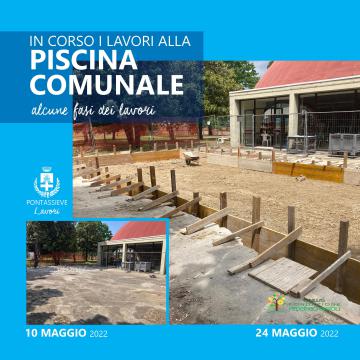 Piscina comunale di Pontassieve, giugno 2022, alcune fasi dei lavori Piscina comunale di Pontassieve, giugno 2022, alcune fasi dei lavori