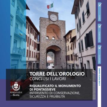 Pontassieve, aprile 2022 - Conclusi i lavori di riqualificazione alla Torre dell’Orologio Pontassieve, aprile 2022 - Conclusi i lavori di riqualificazione alla Torre dell’Orologio
