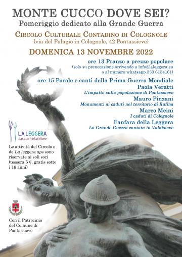 Monte Cucco dove sei? Un pomeriggio dedicato alla Grande Guerra. Pontassieve, 13 novembre 2022 Monte Cucco dove sei? Un pomeriggio dedicato alla Grande Guerra. Pontassieve, 13 novembre 2022