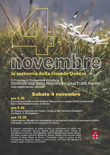 Sabato 4 novembre 2023. Il Comune di Pontassieve celebra la Giornata dell’Unità nazionale e delle Forze Armate Sabato 4 novembre 2023. Il Comune di Pontassieve celebra la Giornata dell’Unità nazionale e delle Forze Armate