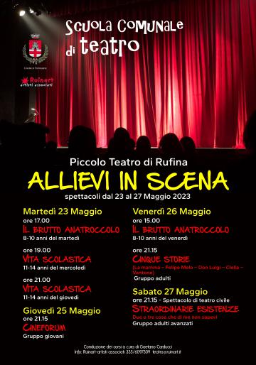 Scuola comunale di teatro. Allievi in scena 23-27 maggio 2023 Scuola comunale di teatro. Allievi in scena 23-27 maggio 2023