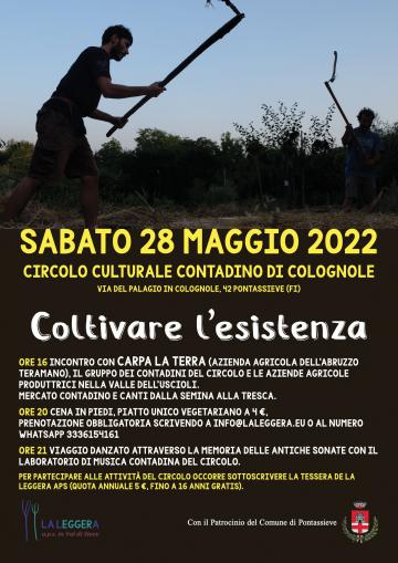 Coltivare l'esistenza, Sabato 28 maggio 2022, Circolo Culturale Contadino di Colognole, Via del Palagio in Colognole, 42 Pontassieve Coltivare l'esistenza, Sabato 28 maggio 2022, Circolo Culturale Contadino di Colognole, Via del Palagio in Colognole, 42 Pontassieve