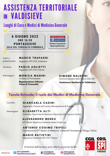 Assistenza territoriale in Valdisieve. Pontassieve 6 giugno 2023 dalle ore 16.30 nella Sala del Consiglio Comunale