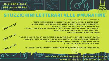 Pontassieve. Alle muratine: Cibo, libri e musica. 12 giugno 2018 Pontassieve. Alle muratine: Cibo, libri e musica. 12 giugno 2018